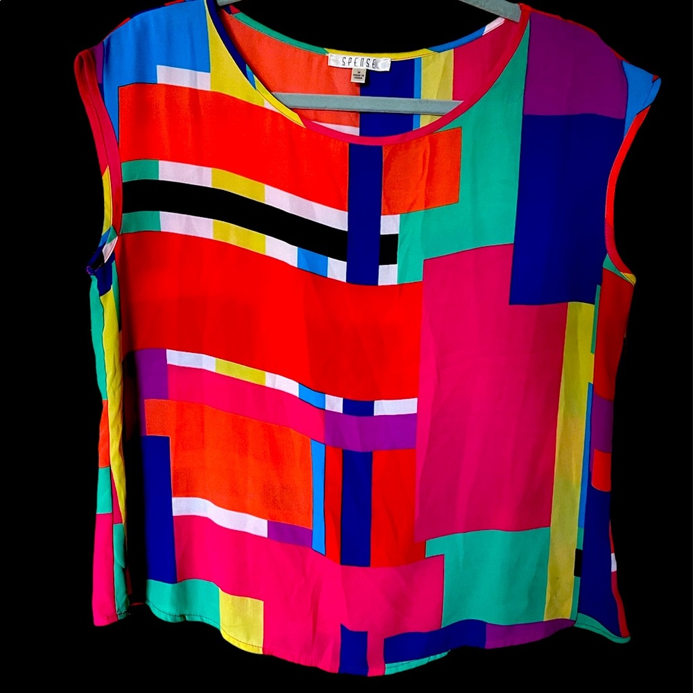 Color-block crepe cropped blouse